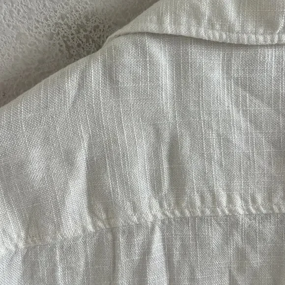 Zara Button Front Collar Textured Linen Blend Top Blouse Shirt Medium - Picture 6 of 6